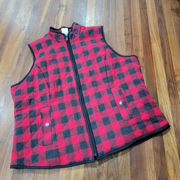 Blair Buffalo Plaid Fleece Lined Vest Size Large - Picture 2 of 10